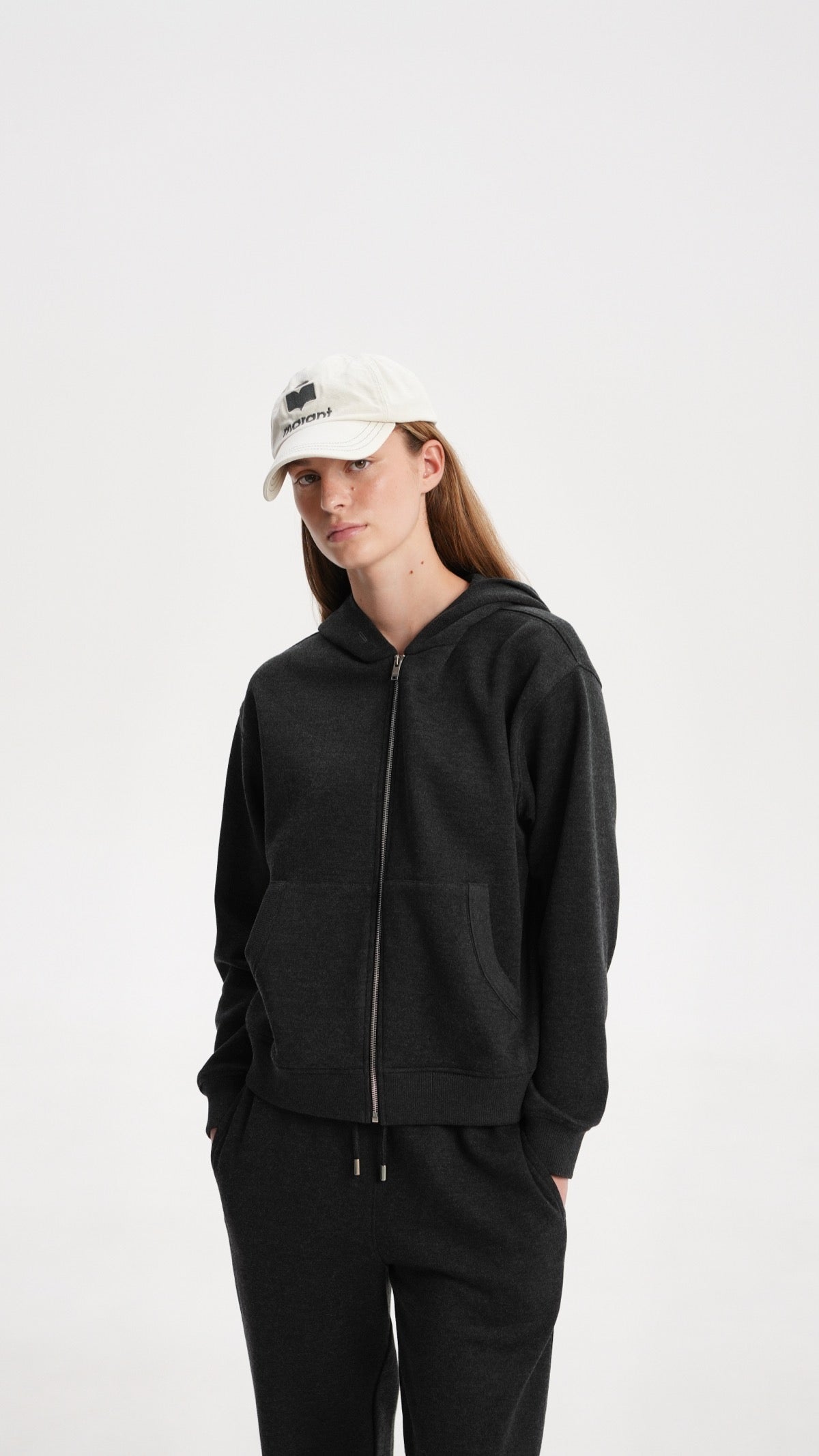 Zip-up hoodie in soft knit fabric