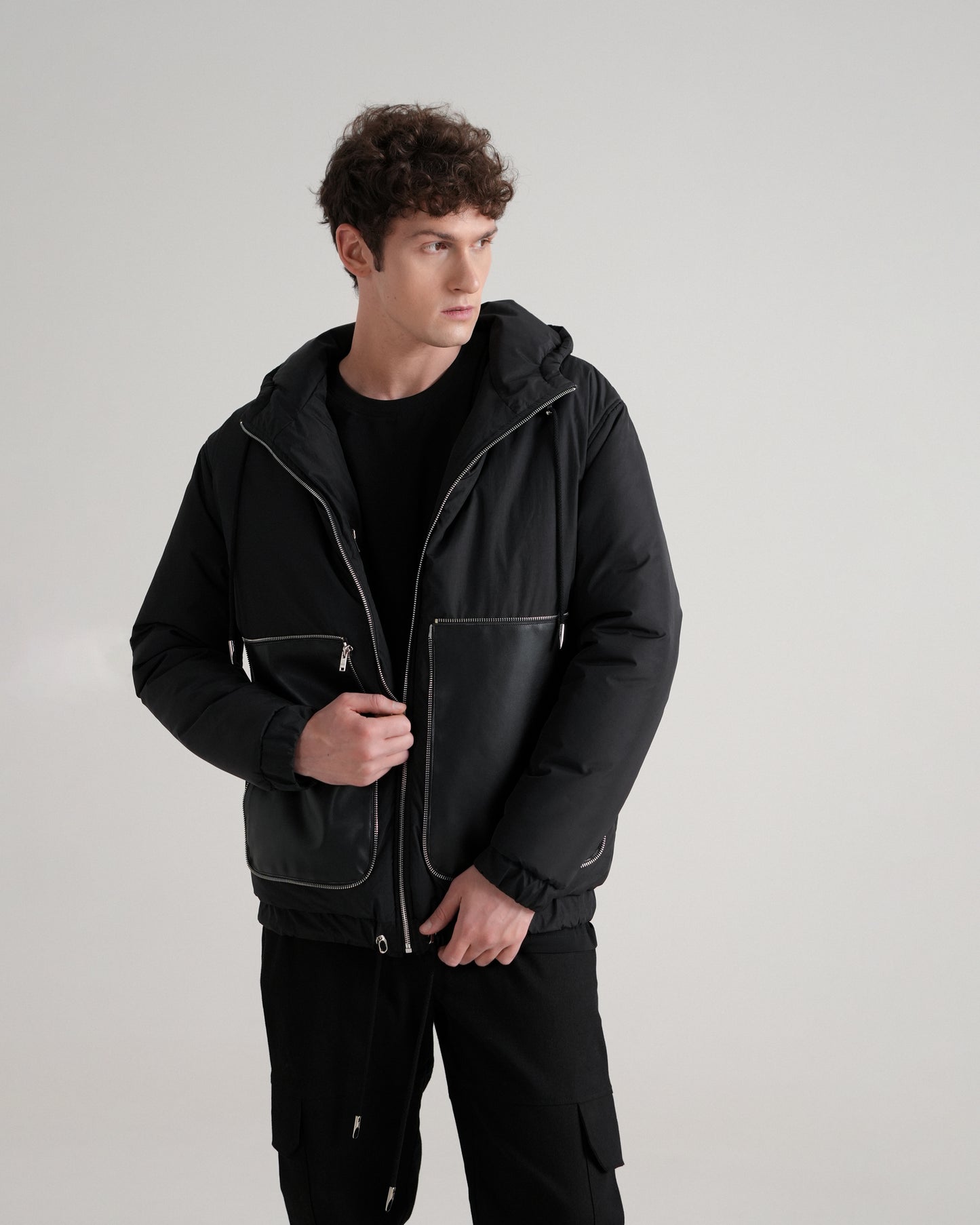 Leather pocket jacket
