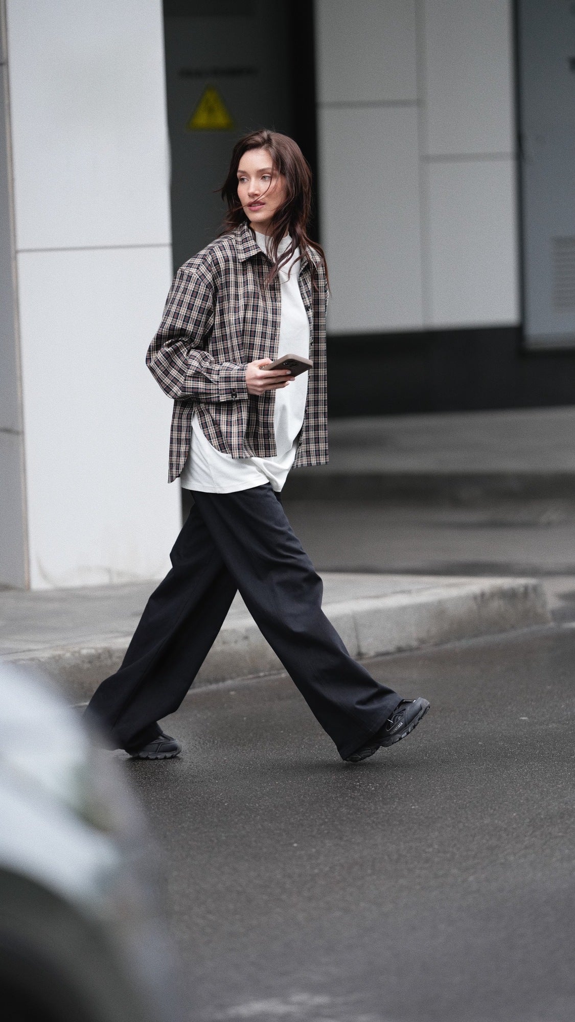 Wool checked shirt