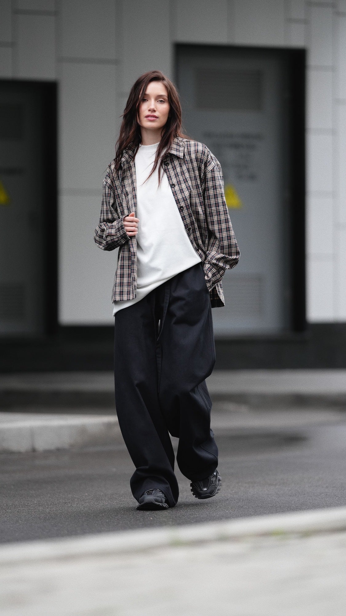 Wool checked shirt