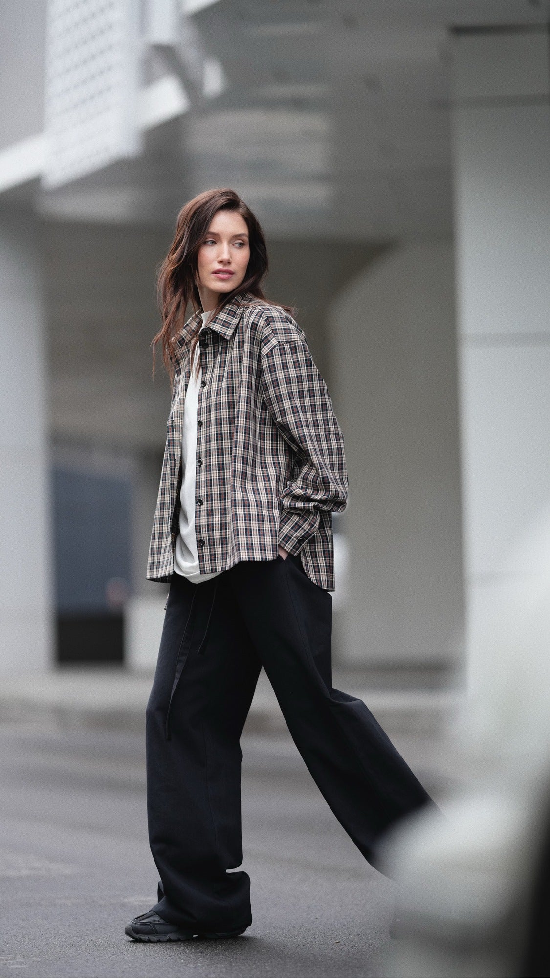 Wool checked shirt