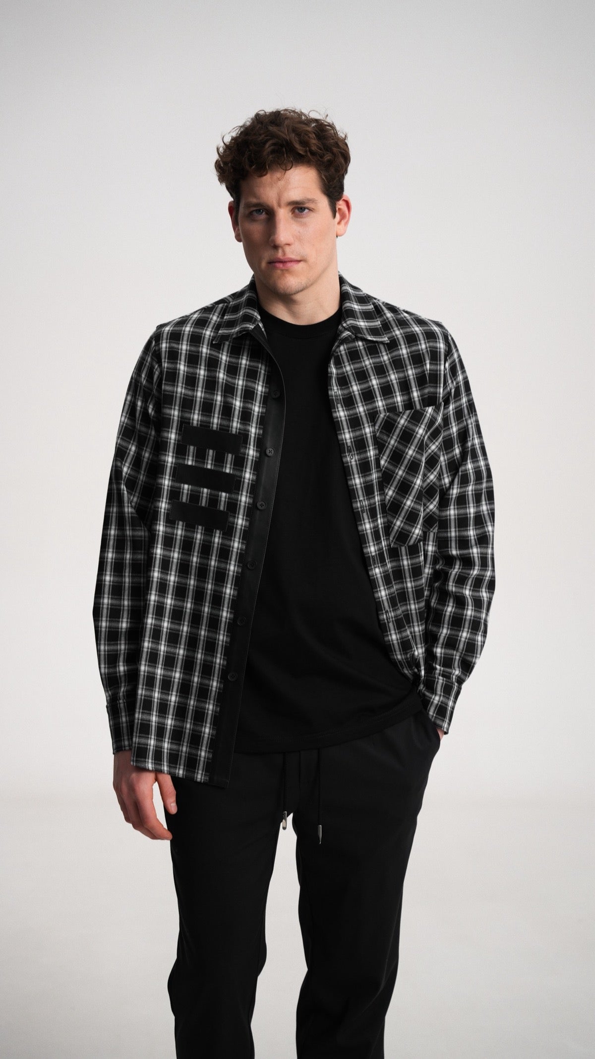 Shirt with leather inserts
