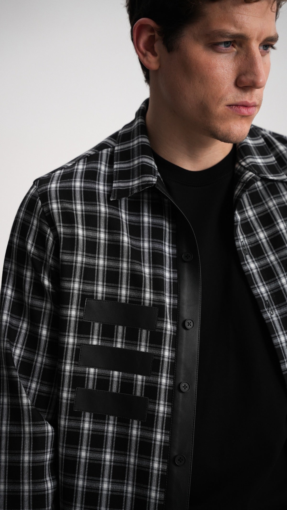 Shirt with leather inserts