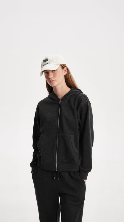 Zip-up hoodie in soft knit fabric