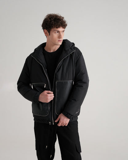 Leather pocket jacket