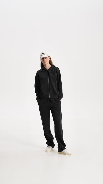 Zip-up hoodie in soft knit fabric