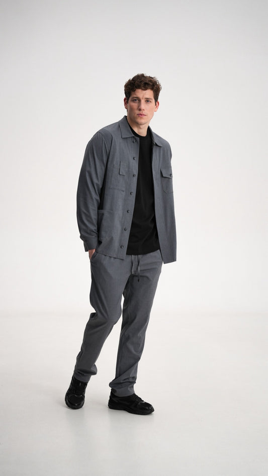 Straight-cut wool trousers