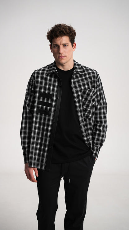 Shirt with leather inserts