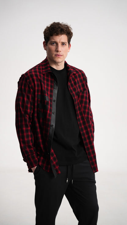 Shirt with leather inserts