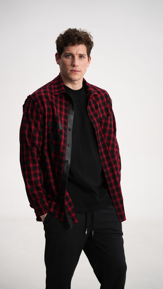 Shirt with leather inserts