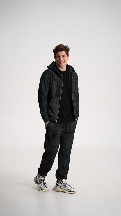 Classic zip-up hoodie with vintage elements
