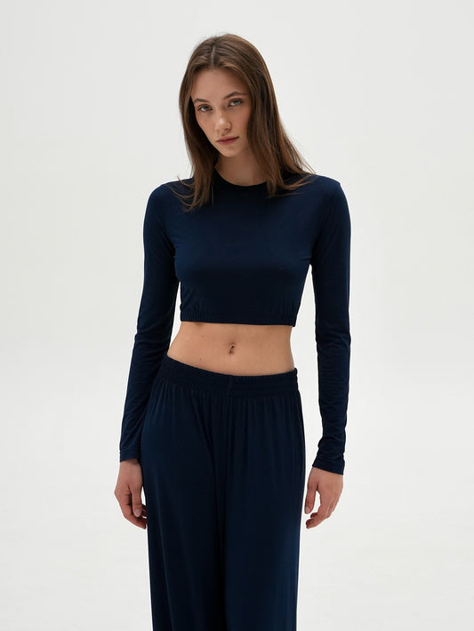 Navy blue long sleeve top